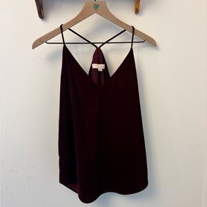LOFT Burgundy Velvet Racerback Camisole XS Strappy Sleeveless Top